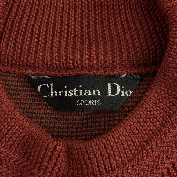 Christian Dior | 1990s Vintage Sports Mock Neck Knit Sweater | Burgundy Green | - Picture 5 of 7
